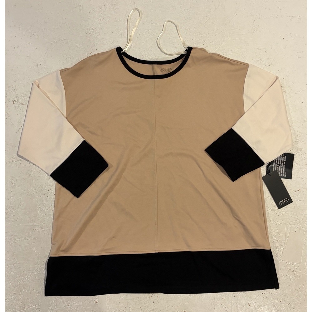 Jones New York‎ Color Blocked 3/4 Dolman Sleeve Tunic Serenity Knit Size L